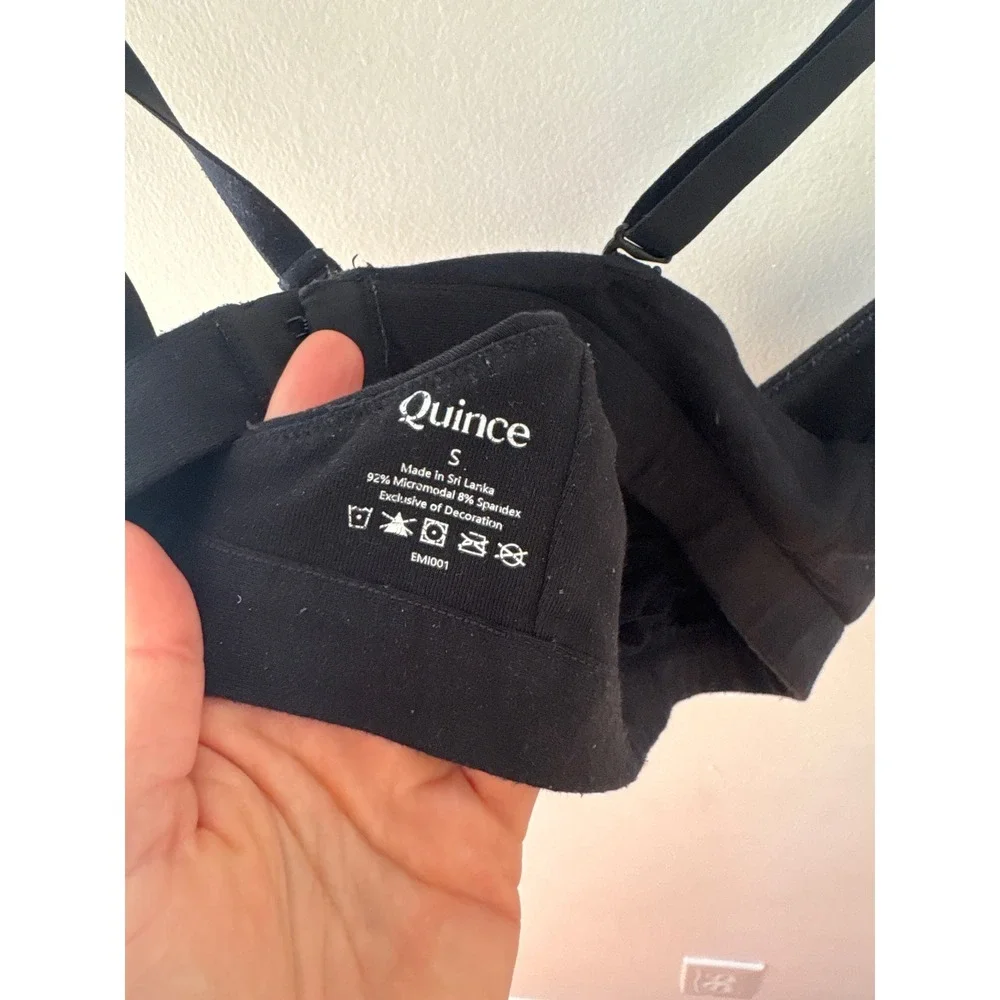 Quince Black Micromodal Bralette‎ Small Adjustable Straps Wireless